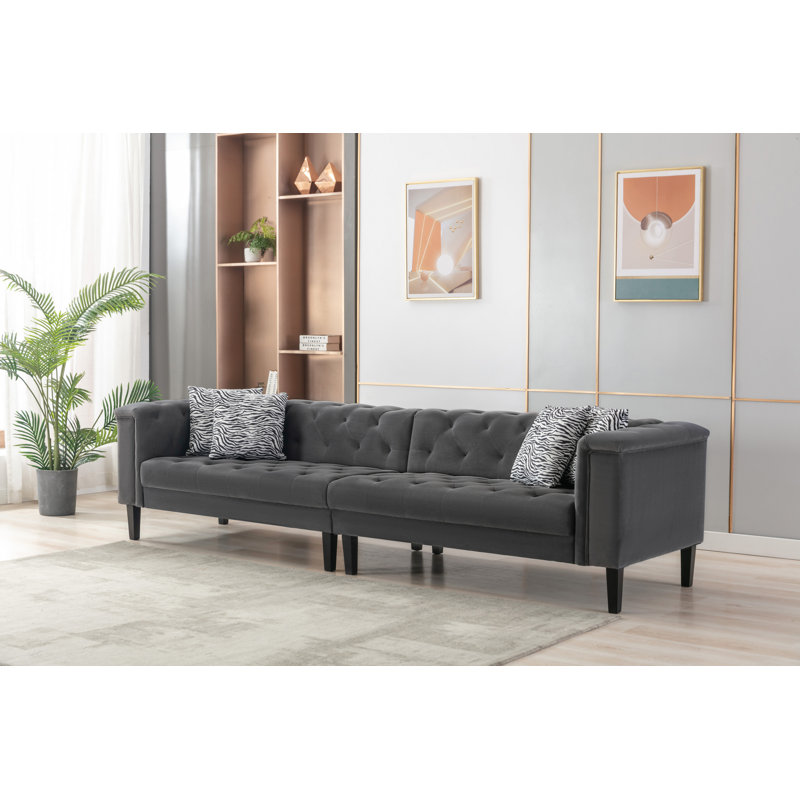 LILOLA 120'' Velvet Sofa Wayfair